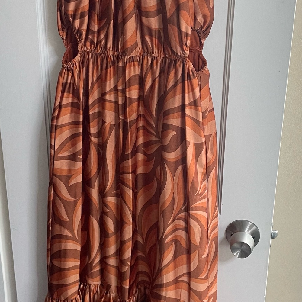 Taylor Brown and Orange Geometric Dress